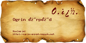 Ogrin Árpád névjegykártya